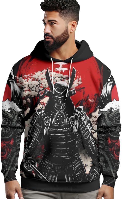 Samurai Men's Hoodie 3D Print Samurai Pullover Sweatshirts Unisex Long Sleeve Casual Hooded