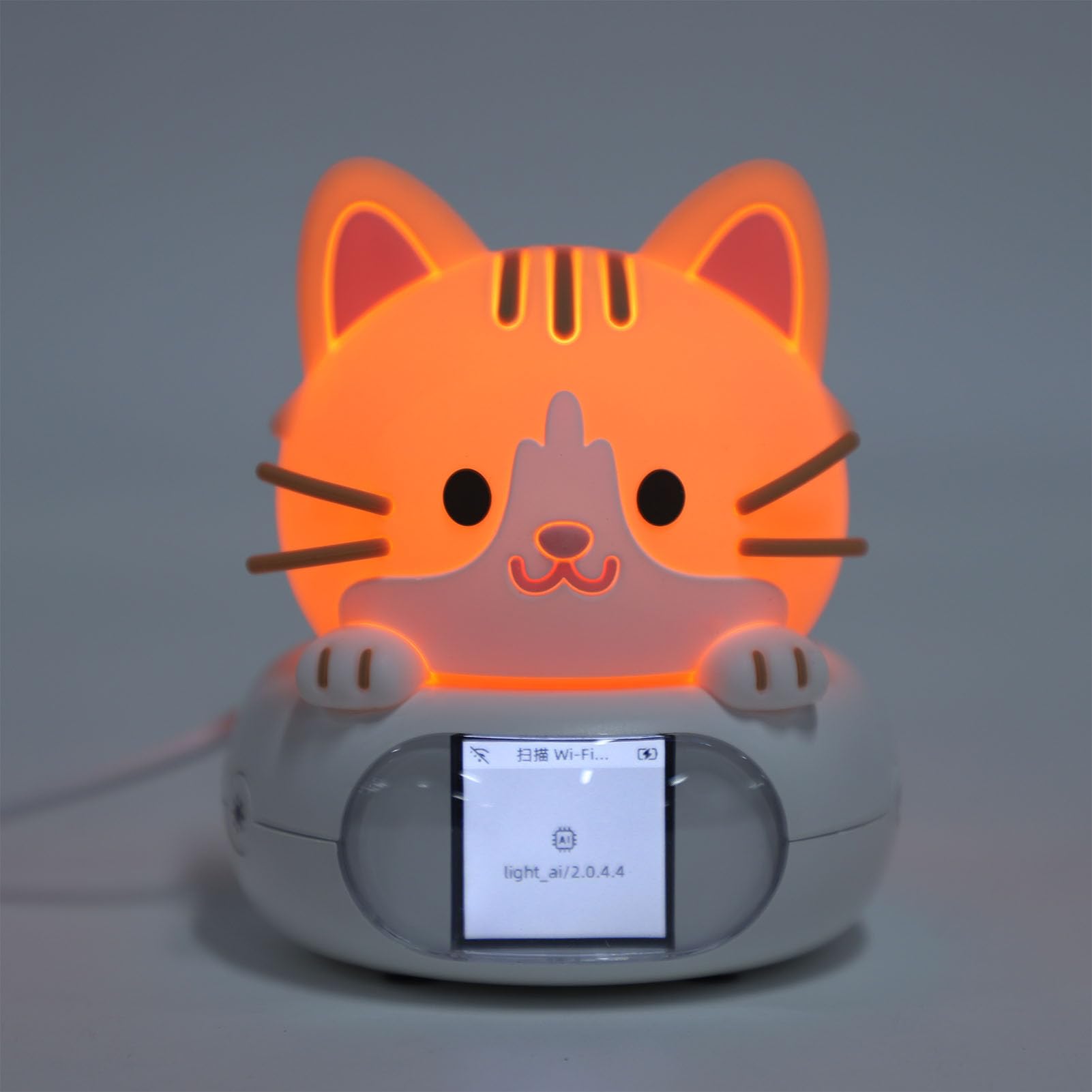 GOWENIC Compagno Robot Desktop AI Design Compatto con Luce Notturna a LED Dall'aspetto Carino, Assistente Domestico Intelligente WiFi per Studio in Camera da Letto (Gatto)