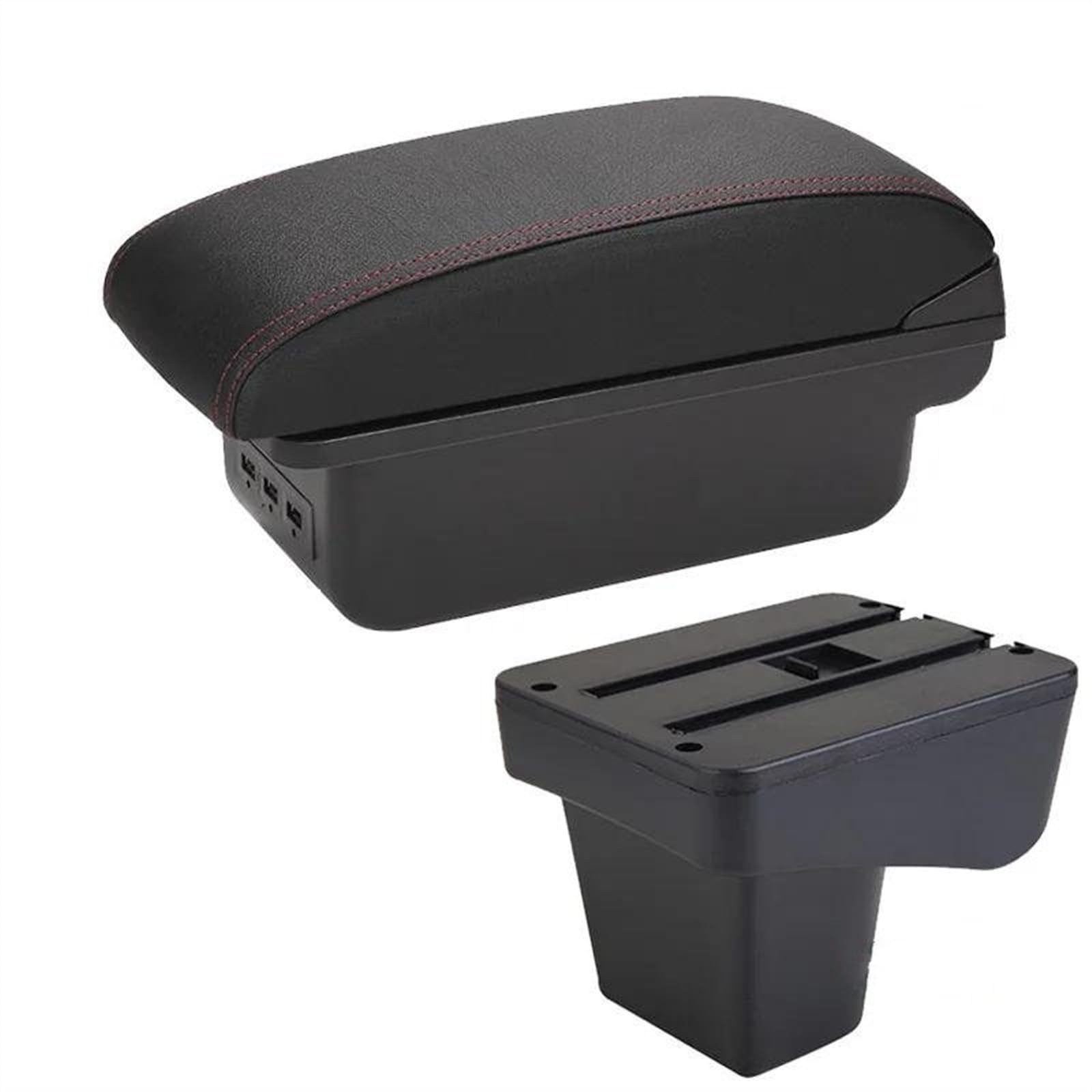 NMJLQW Storage Rack Armrest Retrofit parts dedicated Car Armrest Center Storage box car accessories Interior For Suzuki For Vitara(B1 Black red 3USB)