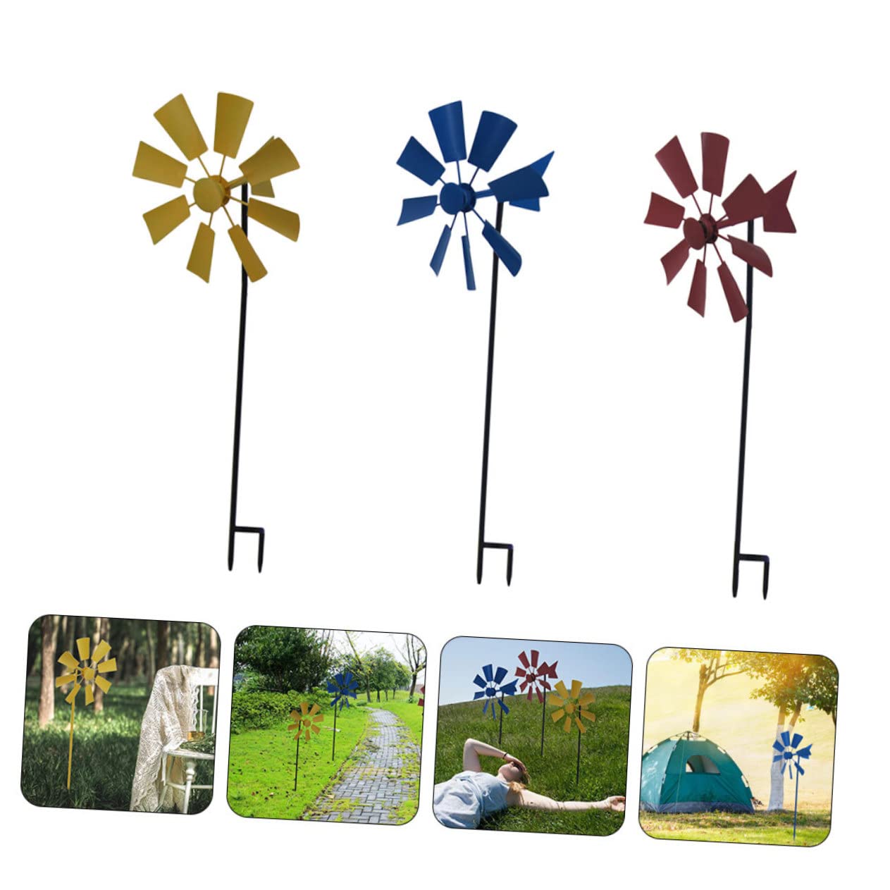 Toyvian 3 Stück Garten Windmühlen Dekoration Große Rotierende Windräder für Outdoor und Garten Metall Spinners