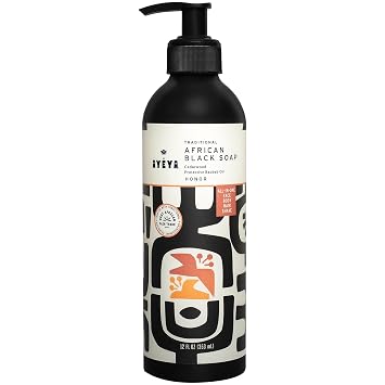 AYEYA Liquid African Black Soap Honor | Cedarwood, Patchouli & Moringa | Firming Face & Body Wash for Mature, Textured & Aging Skin | Anti-Aging Vegan Cleanser with Shea | Made in Ghana | 12 Fl Oz