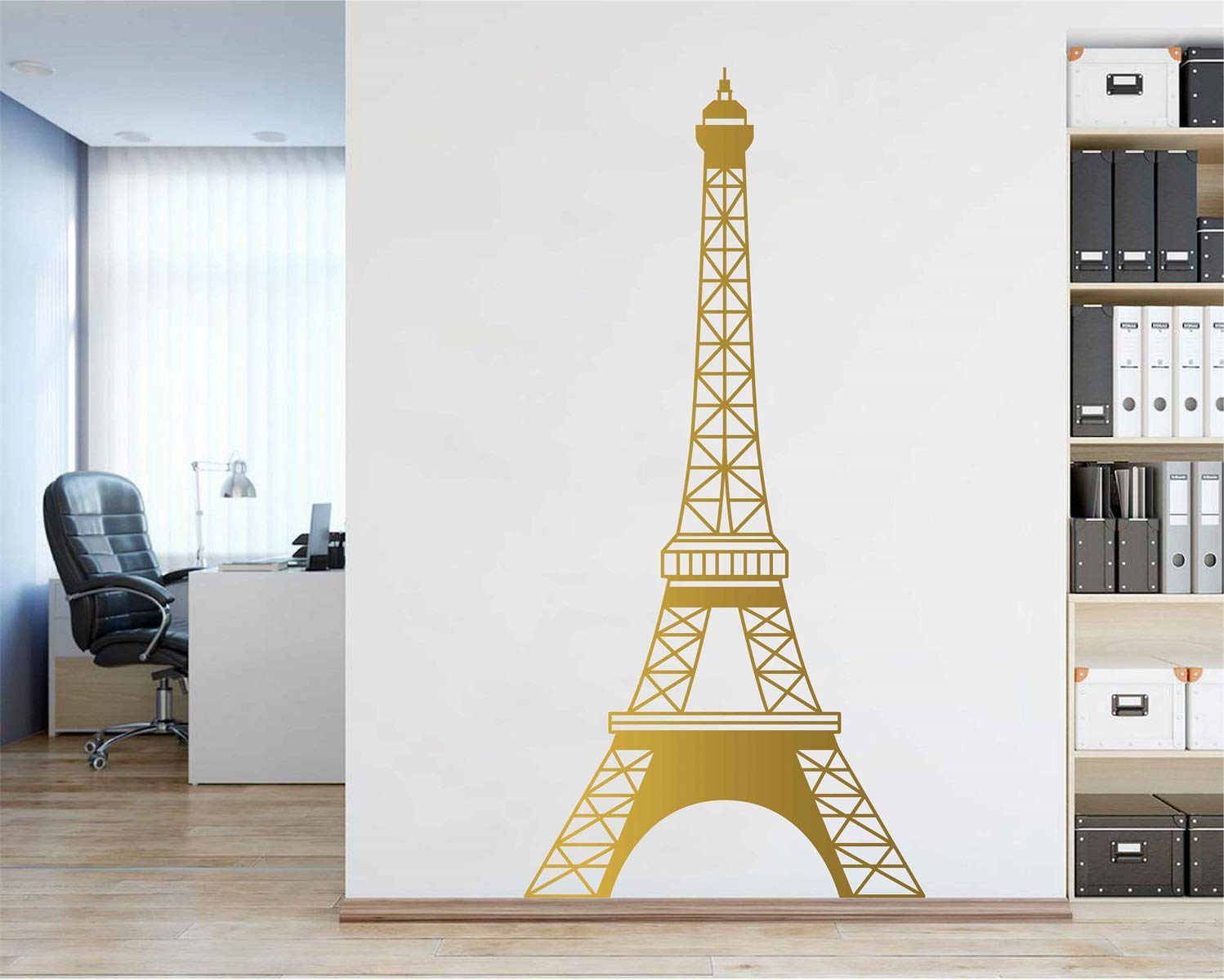 Eiffel Tower Wall Decal Paris Unique Modern Vinyl Stickers Home Decoration BA571 (Gold, 48inch Tall)