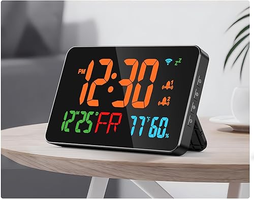 Miniatura 6 de JXJHOVV Reloj despertador digital, hora precisa, letras extragrandes, temperatura y humedad, calendario, semana, más preciso que el reloj