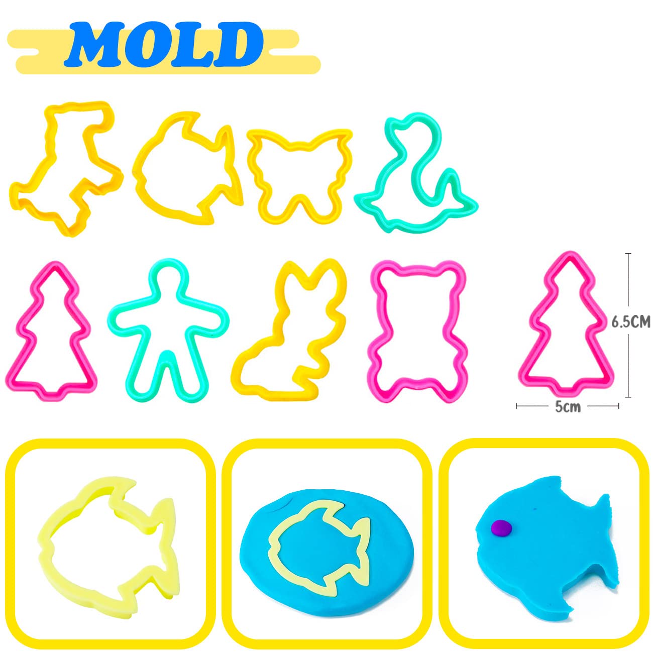 Jiosdo Dough Tools and Cutters, 22 Pcs Dough Tools Sets for Kids Toddlers, Plastic Accessories Clay Extruders Rollers Molds with Storage Bag, Creation Educational Toy Gift Set - Image 4