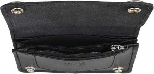 Miniatura 6 de Milwaukee Leather MLW7801 - Cartera larga de cuero para hombre de 6 pulgadas con cadena de acero inoxidable antirrobo y broches de níquel búfalo,