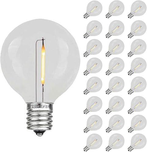 Novelty Lights Paquete de 25 bombillas LED G50, E17 C9 con base de tornillo intermedia, inastillables, para exteriores, bombillas de globo disponible en Yaxa Peru