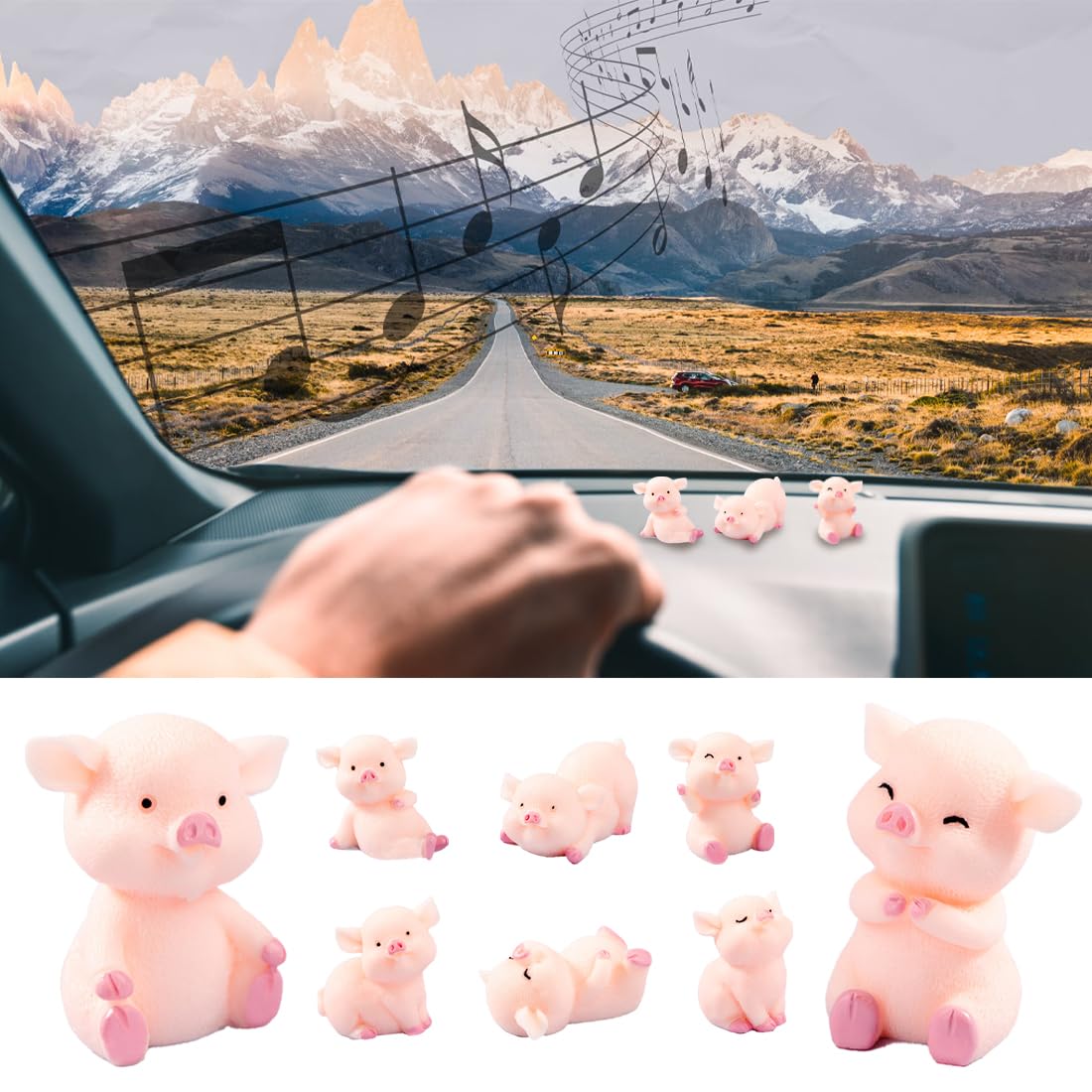 SGERUFZ 8 Pcs adornos de cerdo pequeño decoración de coche decoración de escritorio cerdo de la suerte regalo de cerdo de la suerte rosa