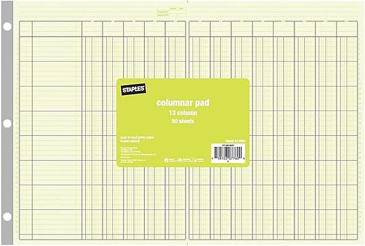 Staples Columnar Pads 13 Columns 11-Inch x 16 5/16-Inch Each
