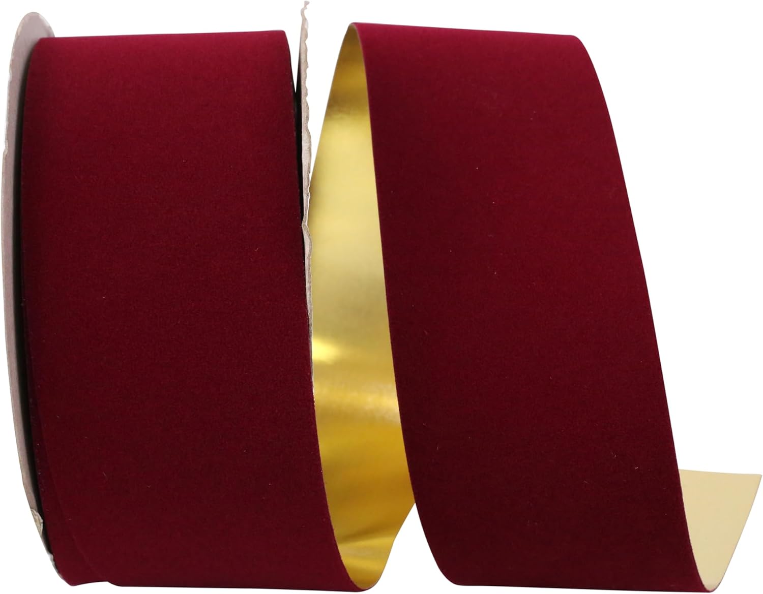 Reliant Ribbon 3906-090-40J Velvet Gold Back Polypro Ribbon, 2-1/2 Inch X 25 Yards, Burgundy