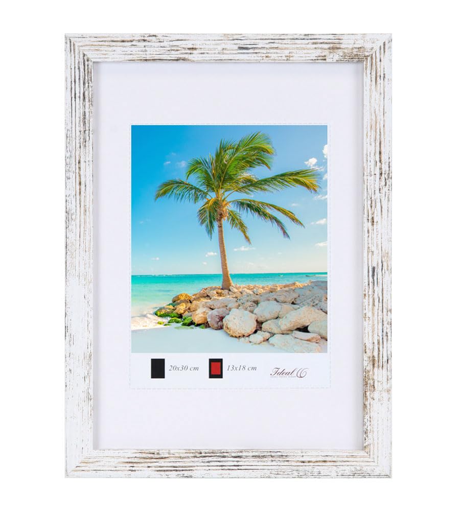 Holz Bilderrahmen Plexi Lifestyle Foto Rahmen Collage Wanddeko Poster HR25: Farbe: Shabby Weiß | Format: 40x60