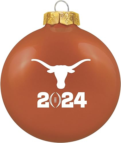 NCAA 2023 - Bola de cristal para árbol de Navidad, 3 14 pulgadas, Texas Longhorns, naranja quemado