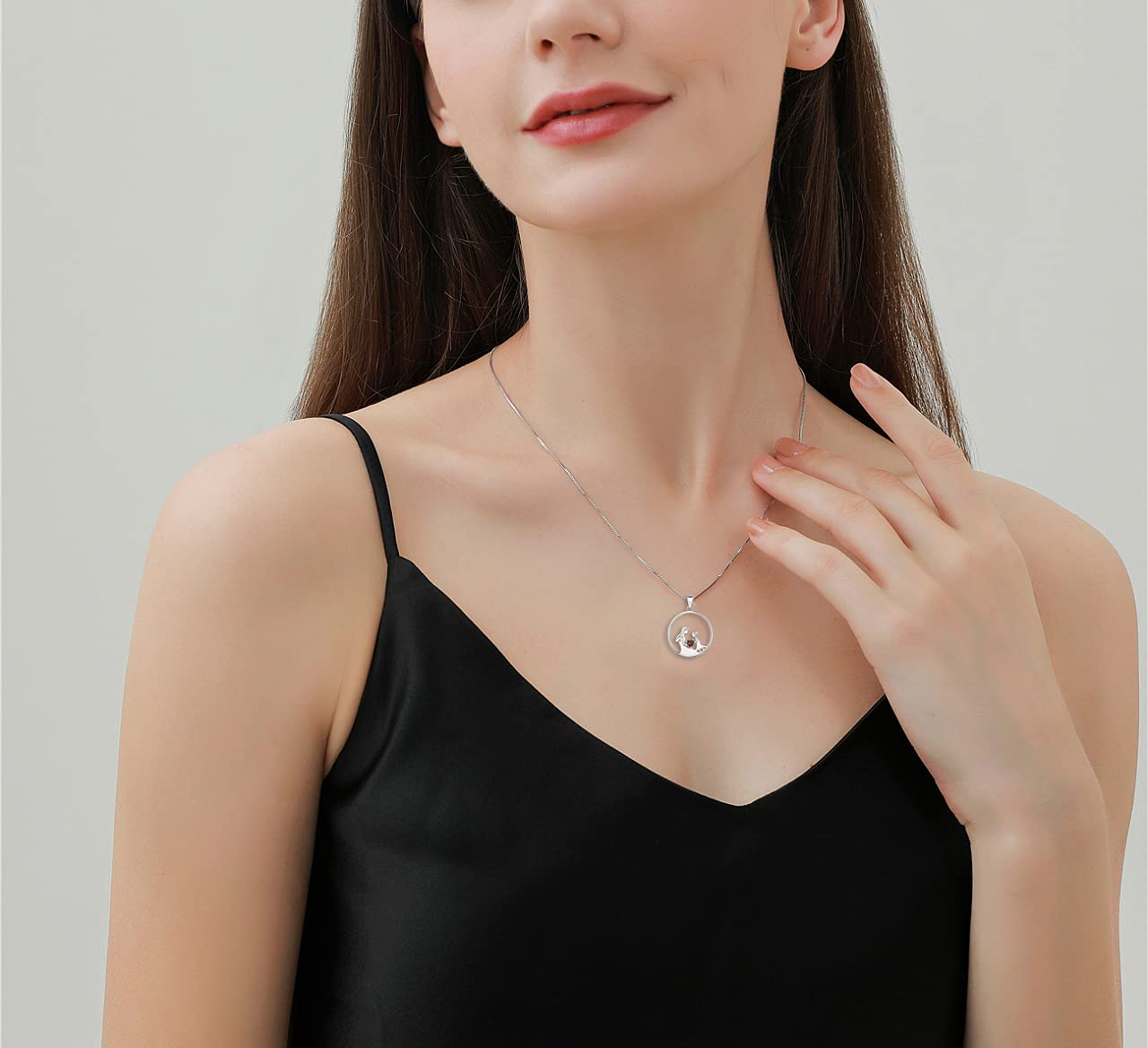 YL Collar Madre e Hija Plata de Ley 925 Collar con Colgante de Circonita Regalos para Mujeres Mamás, 45-48 CM