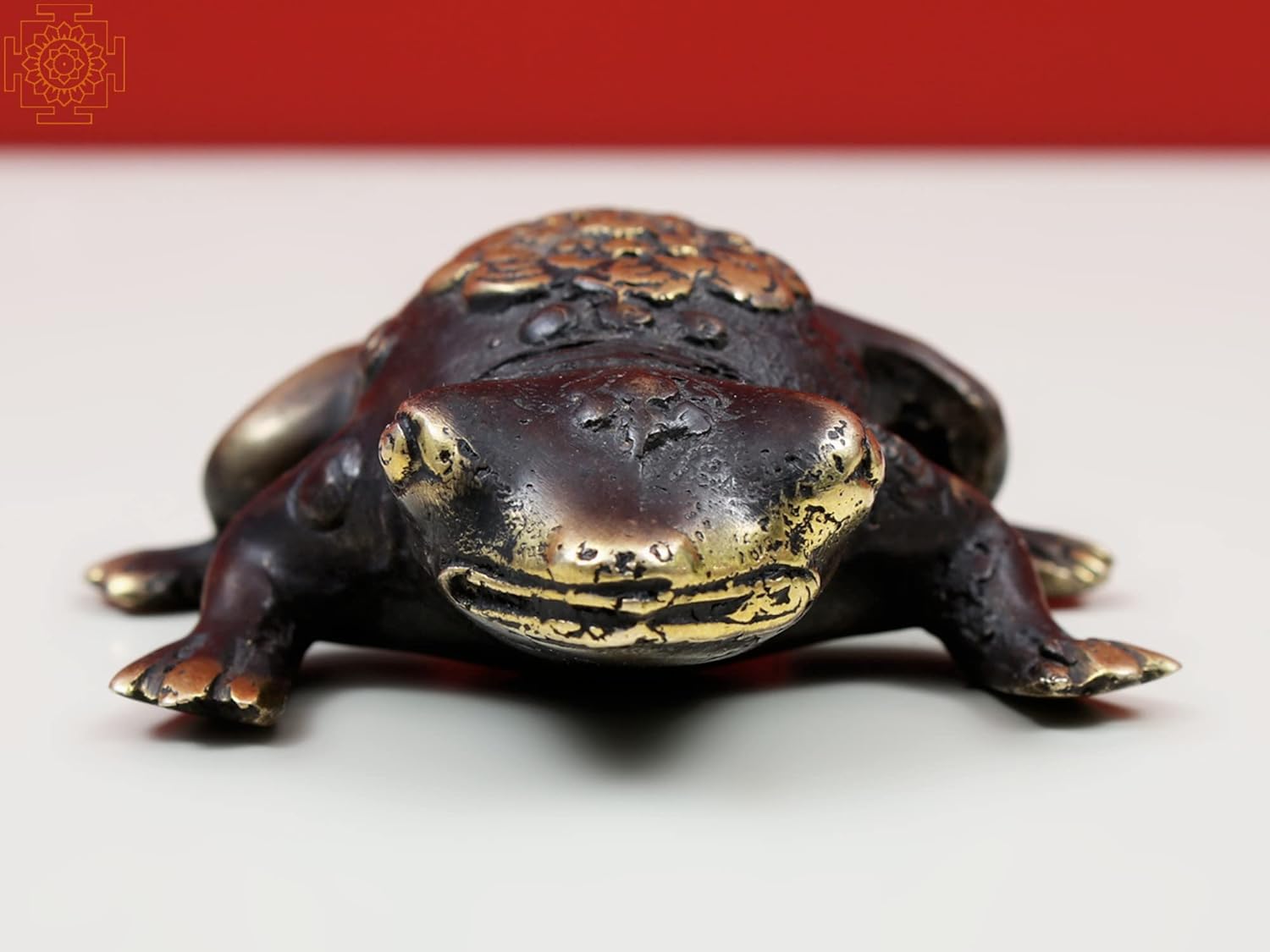 Exotic India 2" Small Brass Frog - Brass - Color Antique Black Gold