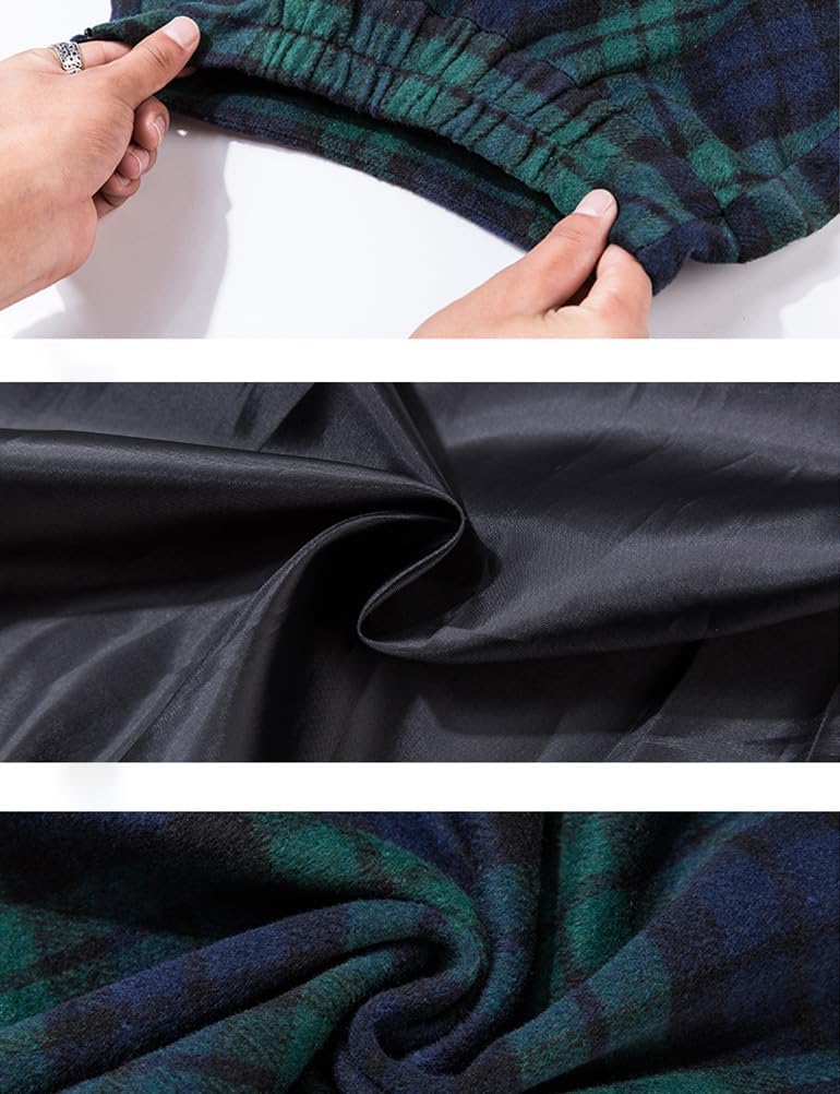 Plaid Wool Skirts for Women Warm Elastic High Waist Plaid A-Line Pleated Long Skirt - Image 3