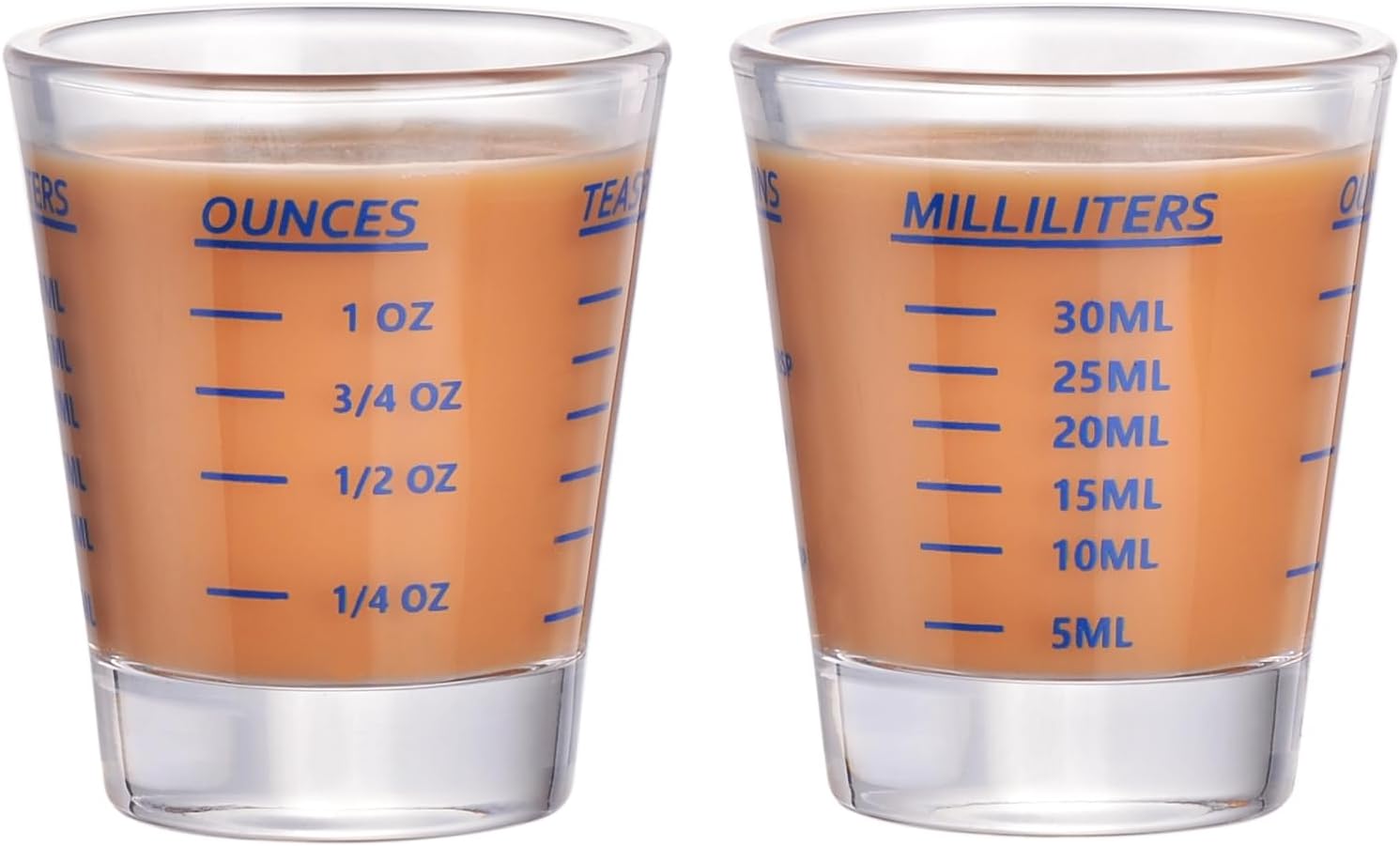 Shot Glass Measuring Cup，Espresso Shot Glass 26-Incremental Measurement 1oz, 6 Tsp, 2 Tbs, 30ml，Kitchen Tools，Bar Bartender Accessories, Jigger for Bartending (2 Pack-Blue)