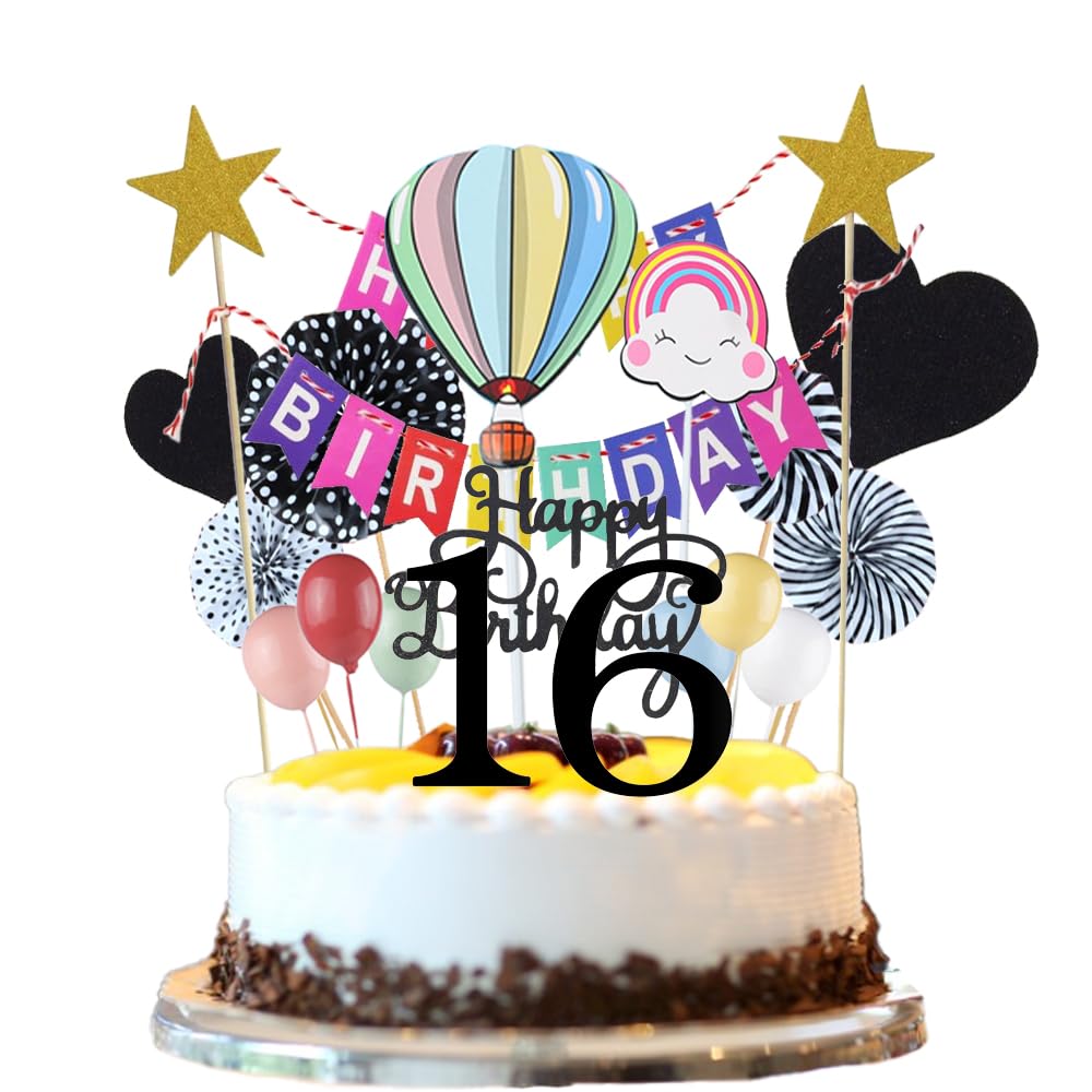 Glitzer Cake Topper Happy Birthday - Schwarze Tortendeko Für Jeden Geburtstagskuchen