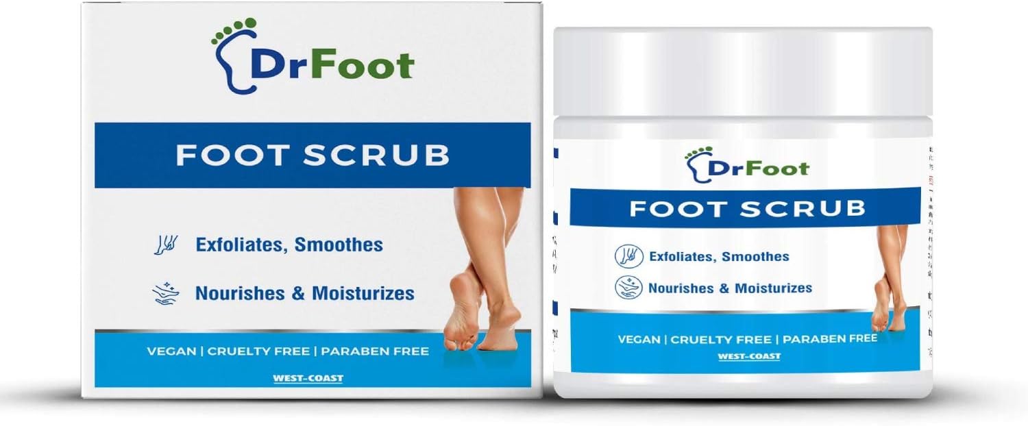 Dr Foot Foot Scrub with Tea Tree, Sweet Almond Oil | Exfoliator Dry Skin Remover, Softens for Thick Cracked Dry Heel Feet | Paraben Free | 100gm