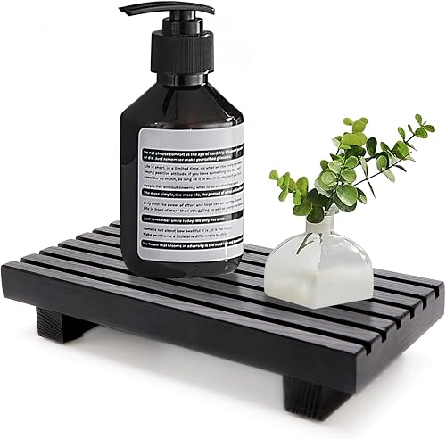 Renawe Black Bathroom Tray for Sink Decor