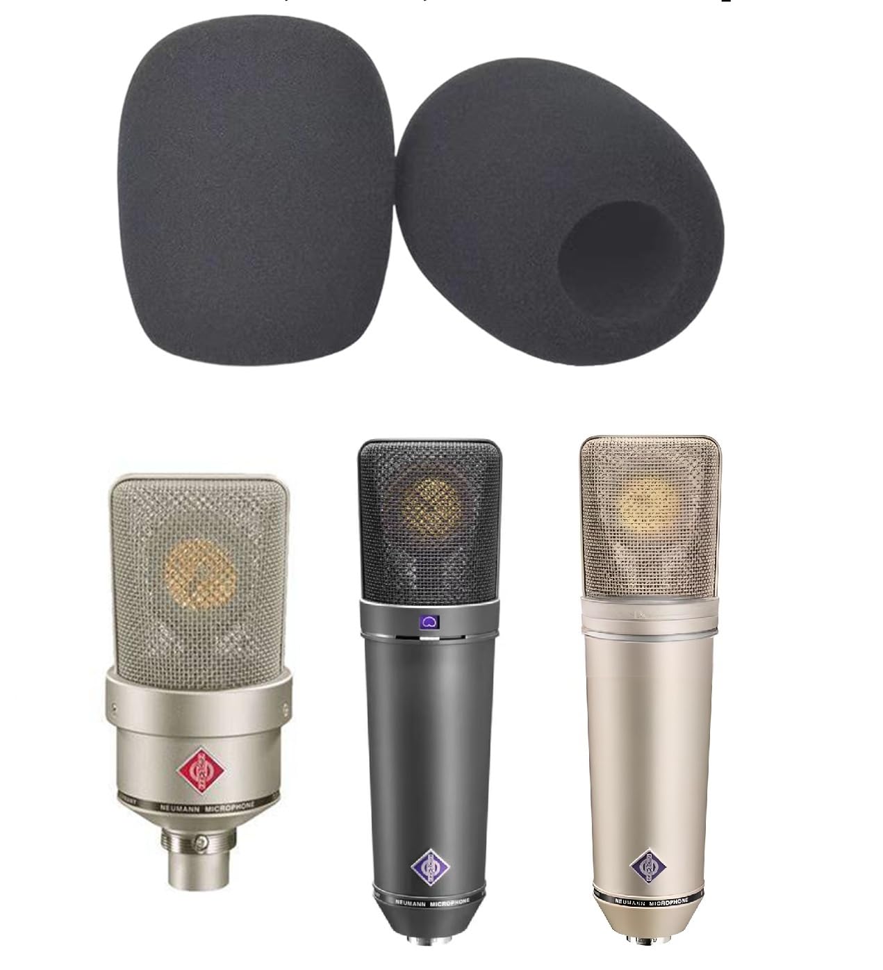 2 pezzi U87 - Cuffia per microfono in schiuma, microfono e parabrezza in schiuma, professionale, per ridurre il rumore, compatibile con Neu mann U87, U87ai, TLM103, lavabili con acqua