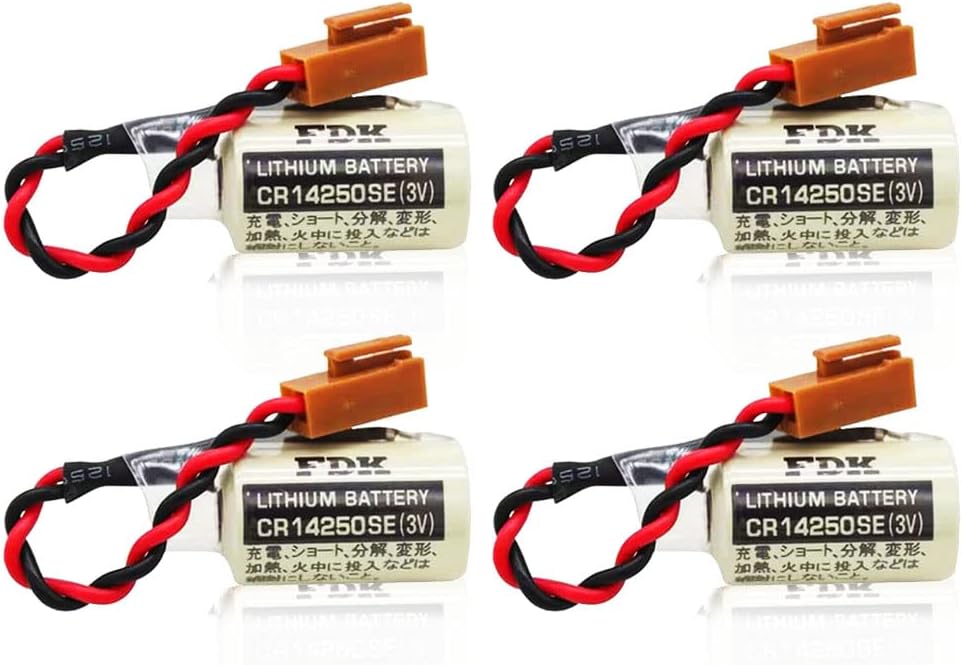 (4-Pack) CR14250SE 3V Lithium Battery 1/2AA 1000mAh for FDK 1747-BA Backup Power Supply with Brown Plug