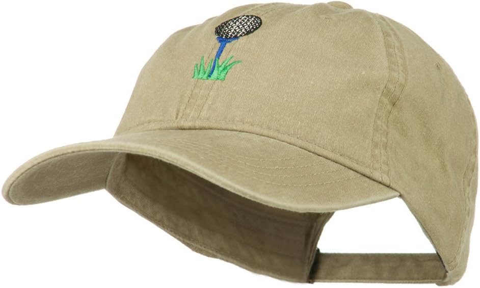 Golf Ball on Golf Tee Embroidered Washed Cotton Cap