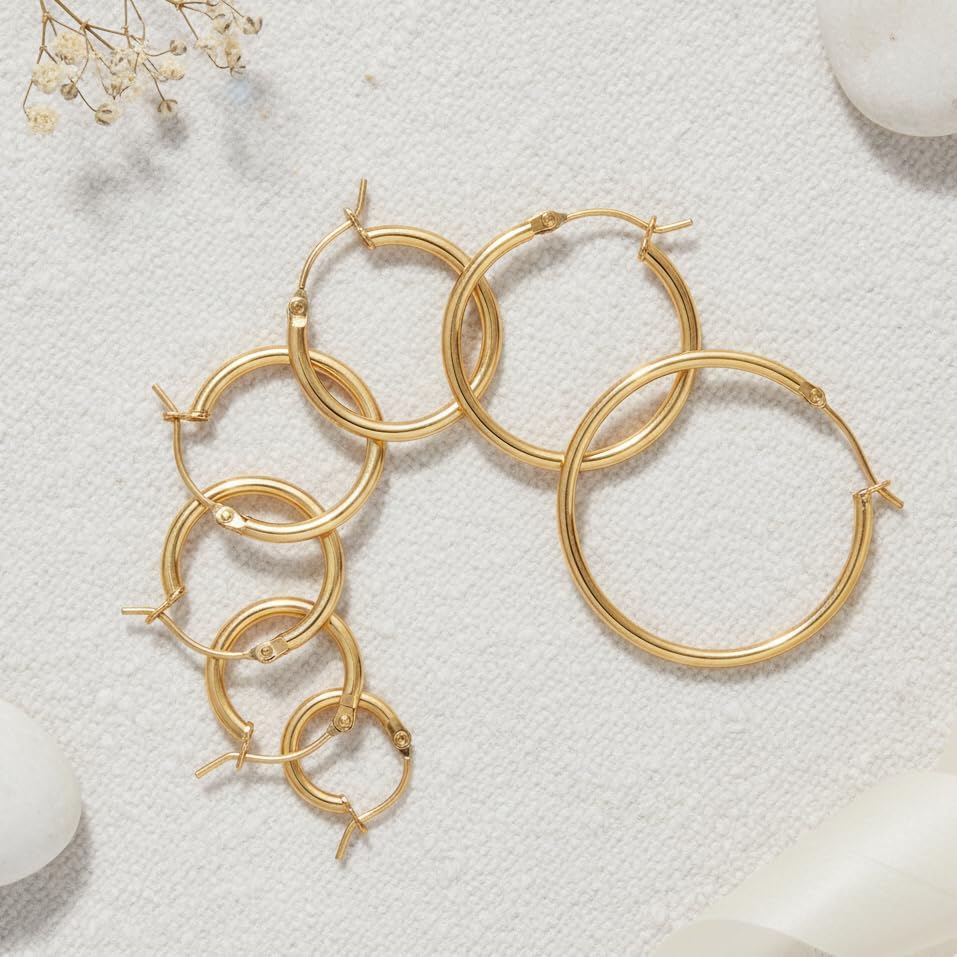 14K Gold Earrings for Women 14K Gold Hoop Earrings for Women Dainty Hoop Earring for Womens Hoops Sleek Chic Womens Hoops Earring 12/14/16/18/20/25/30mm - Image 7