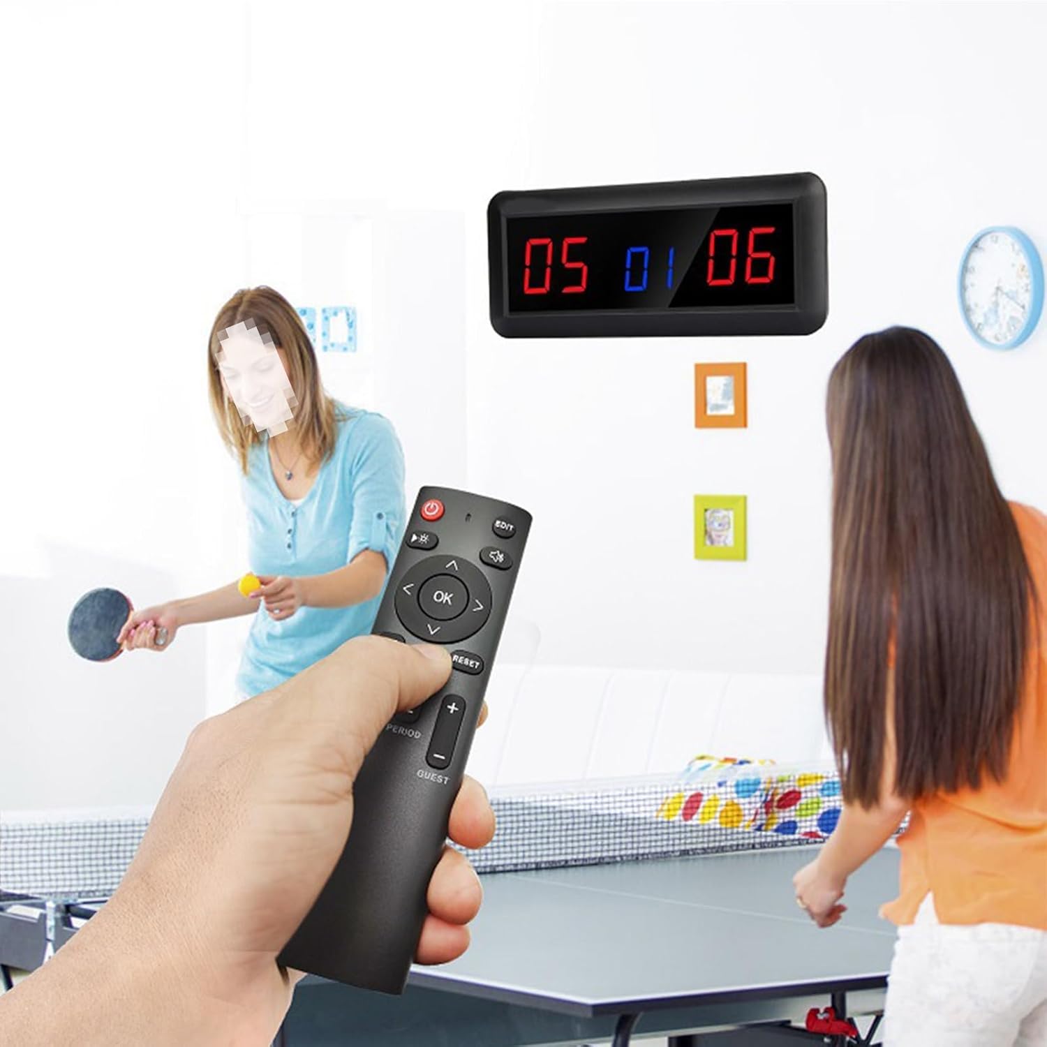 Electronic Scoreboard, Portable LED Digital Score Keeper, Digital Scoreboard for Basketball Ping Pong Volleyball Sport,Red Blue Red