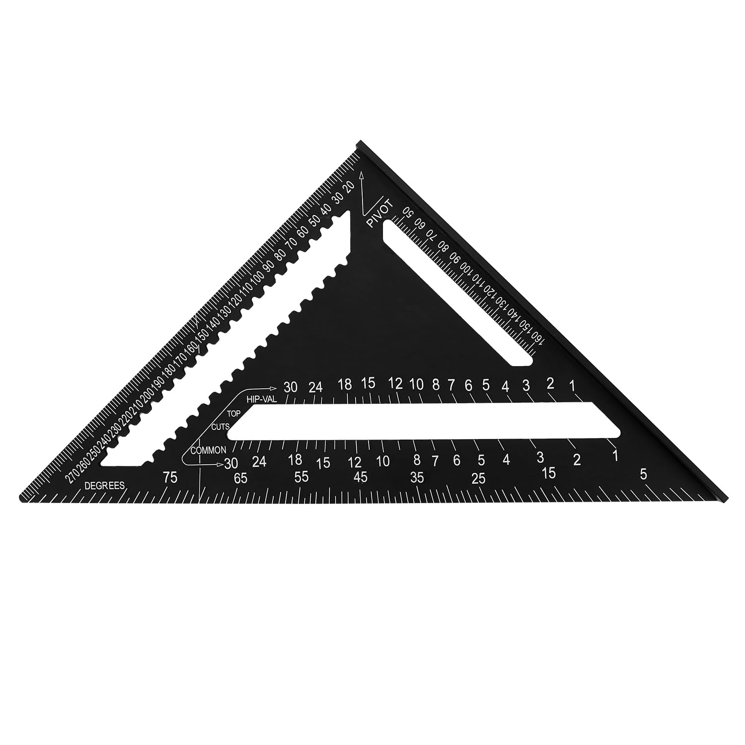 QWORK®équerre de menuisier 300 mm, aluminium, règle triangulaire métrique, outil de mesure pour menuisier, noir