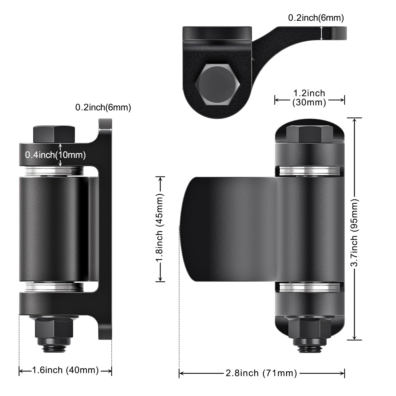 Insaga Cerniere per cancelli resistenti, 6 mm in acciaio al carbonio saldate con finitura in ossido nero, boccole integrate e dadi anti-allentamento, 9,4 x 7,1 cm per un'apertura liscia, cancelli di