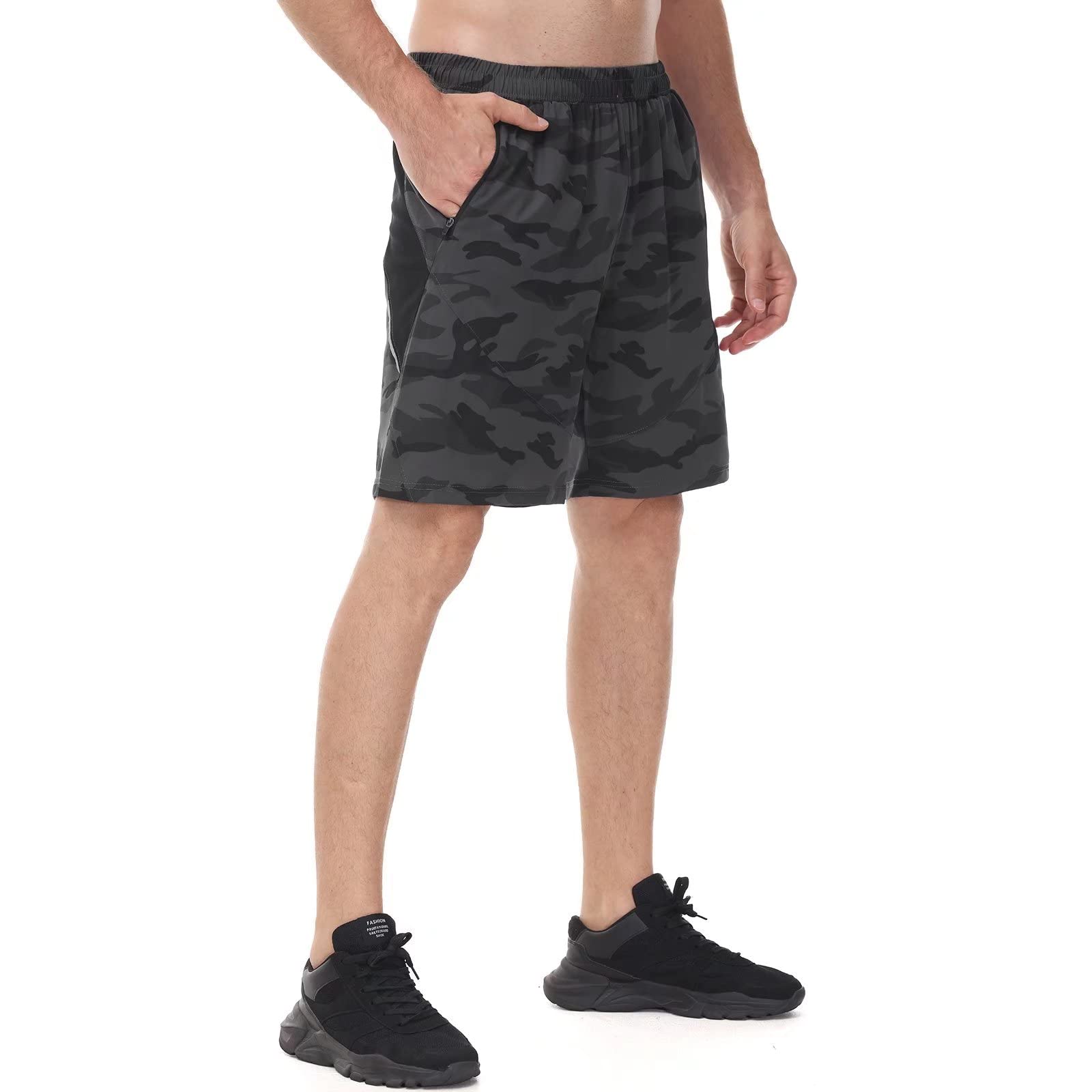 HMIYA Pantaloncini Running Uomo Leggero Sportivi Shorts Asciugatura Veloce Palestra Corsa Calzoncini con Tasca con Cerniera