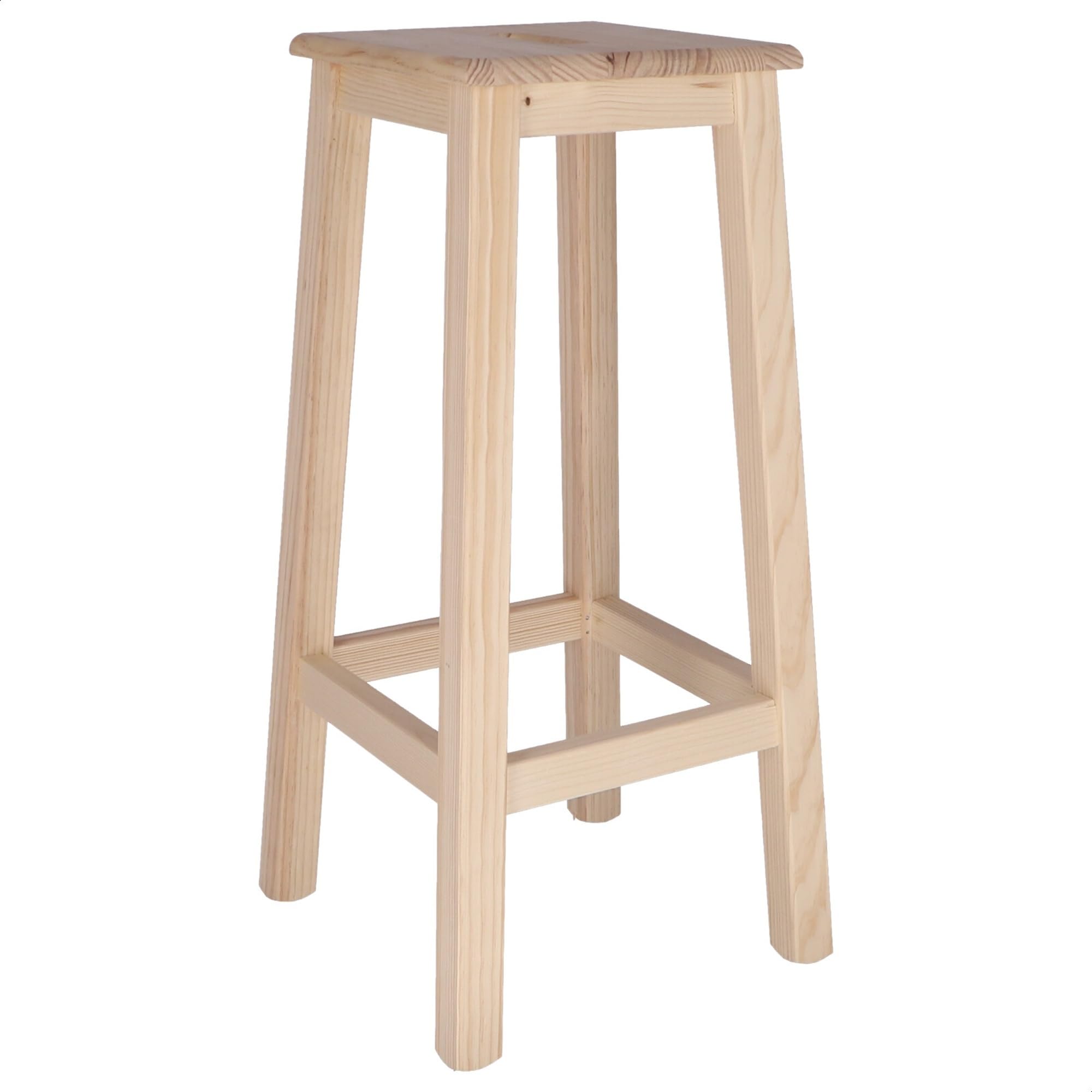 Aranaz Taburete de Madera de Pino, Alto 74 cms, Sin Barniz