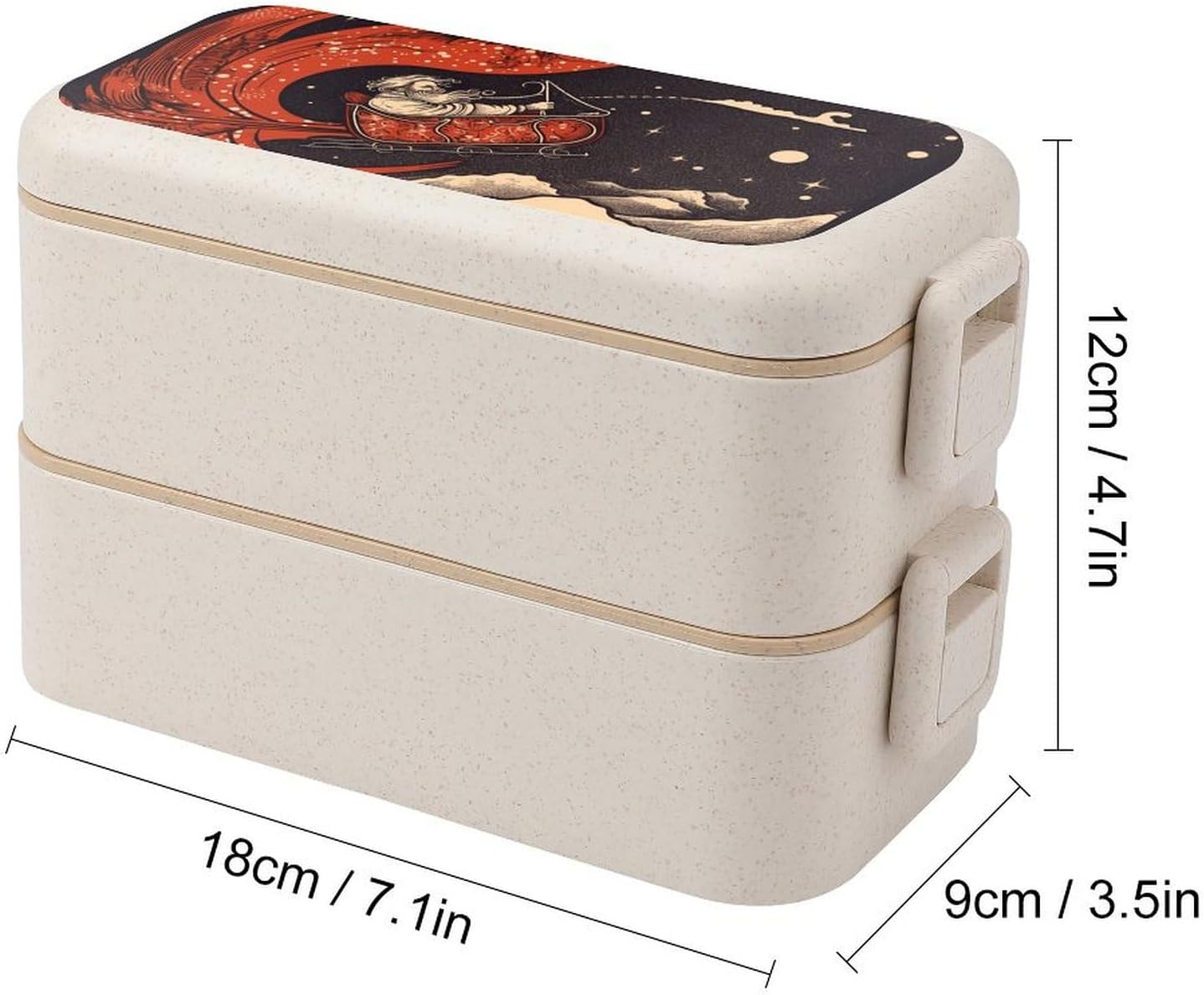 Lunch Box Bento Premium Sleigh Pattern Printed Bento Box Bento with Spoon And Fork with Compartment Containers Suitable for Men And Women, style