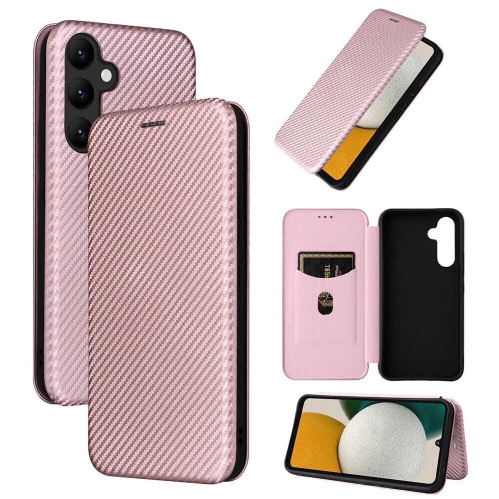 Housse Samsung Galaxy A33 5G en cuir fibre de carbone texture chic et moderne rose gold