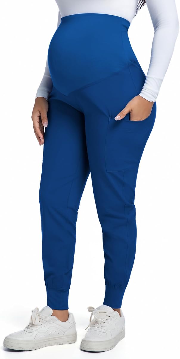 COZYFIT Maternity Scrub Pants, Jogger Workwear with 4 Pockets