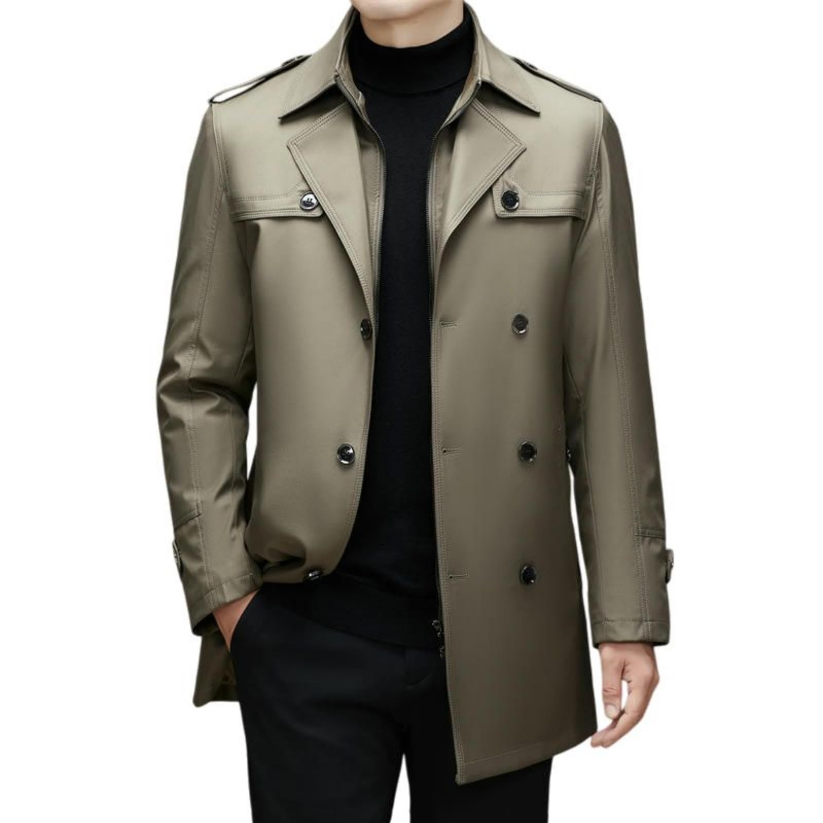 Gabardina acolchada para hombre de invierno con solapas elegantes 4