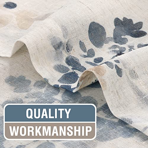 H.Versailtex PART-P2RODYMCS-BLUESTONETAUPE-5263 Linen Sheer Curtains For Living Room Curtains 63 Inches Long Light Filtering Rod Pocket Window Sheer Linen Curtains For Bedroom, 2 Panels, Classical Floral Printing Bluestone And Taupe thumb #5