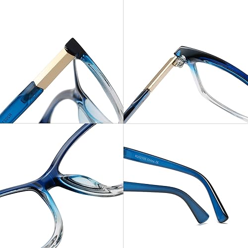 Miniatura 2 de Bevi Gafas de lectura antifatiga ocular con bloqueo de luz azul, marco grande cuadrado de gran tamaño con bisagra de metal para mujeres y hombres