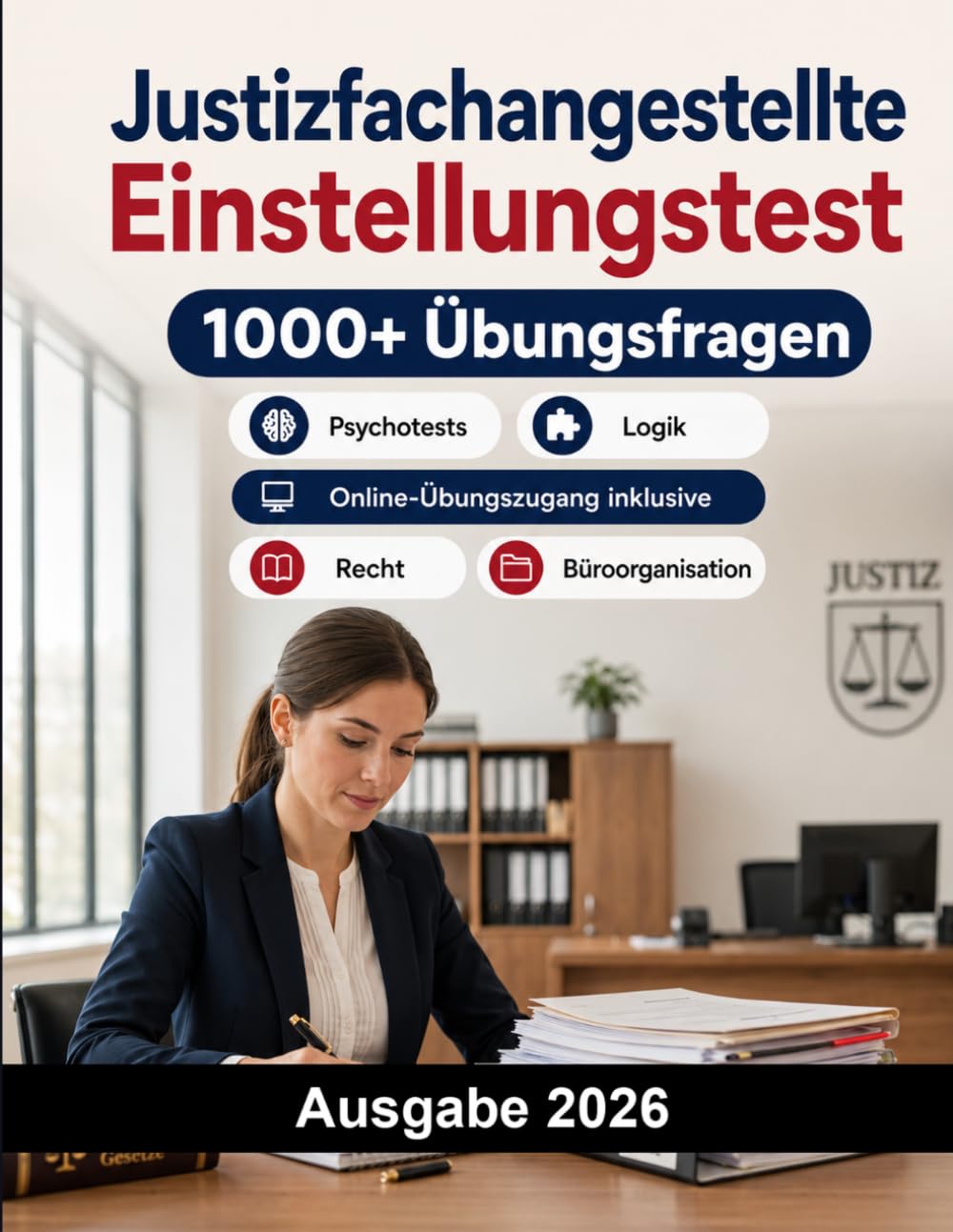 Justizfachangestellte Einstellungstest: Justizverwaltung Prüfungsvorbereitung: Deutsch, Mathematik, Allgemeinwissen, Recht, Büroorganisation, Konzentration, Logik und Vorstellungsgespräch