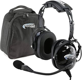 Rugged Air RA200 General Aviation Headset for Student Pilots – Features Passive Noise Reduction Adjustable Headband Full Flex Mic Boom and Headset Bag