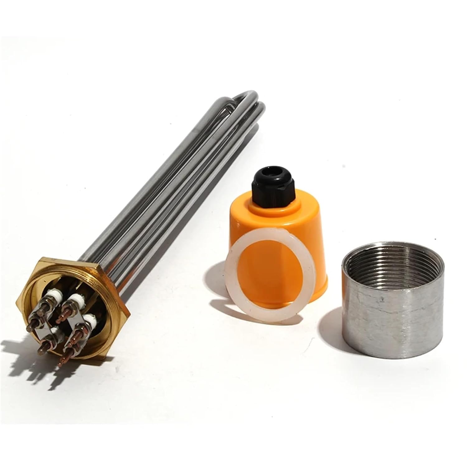 Electric Heating Elements DN32 1 1/4Inch 1.25Inch Tri Clamp Heaters 220/380V Thread for Solar 3/4.5/6/9/12KW 1Pcs(White,380V_6KW 250MML)