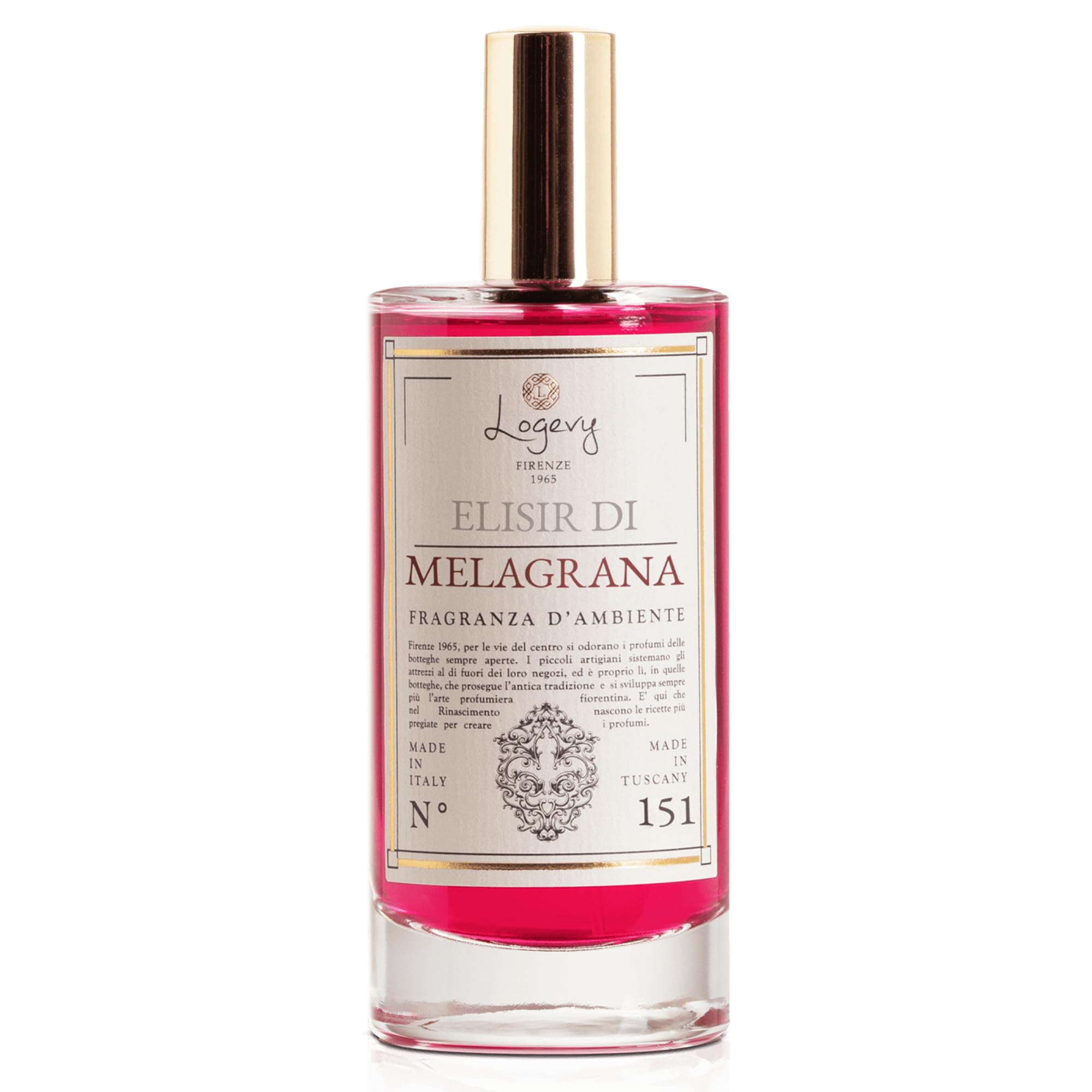Logevy Firenze 1965 L'Etrusco Antico – The Pomegranate Elixir Home Spray zapachowy od Master Perfumer we Włoszech z pikantnymi i drzewnymi nutami, które urzekają zmysły i ożywią każde pomieszczenie,