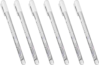 BaiJ White Gel Pens,6 Pack White Ink Pens 0.8mm Line Drawing Pen Fine Tip Highlight Sketching Pens for Artists Dark Papers Drawing Highlight Art Design Supplies