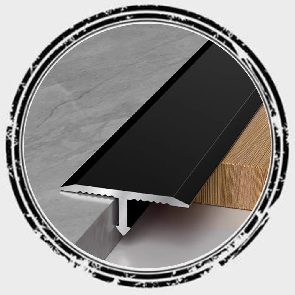 Luysmengeu Gray T Molding Floor Transition Strip 35.4In Aluminum Floors Flat Divider Strip, Waterproof Metal Fluted Saddle For Joining Floor Gaps