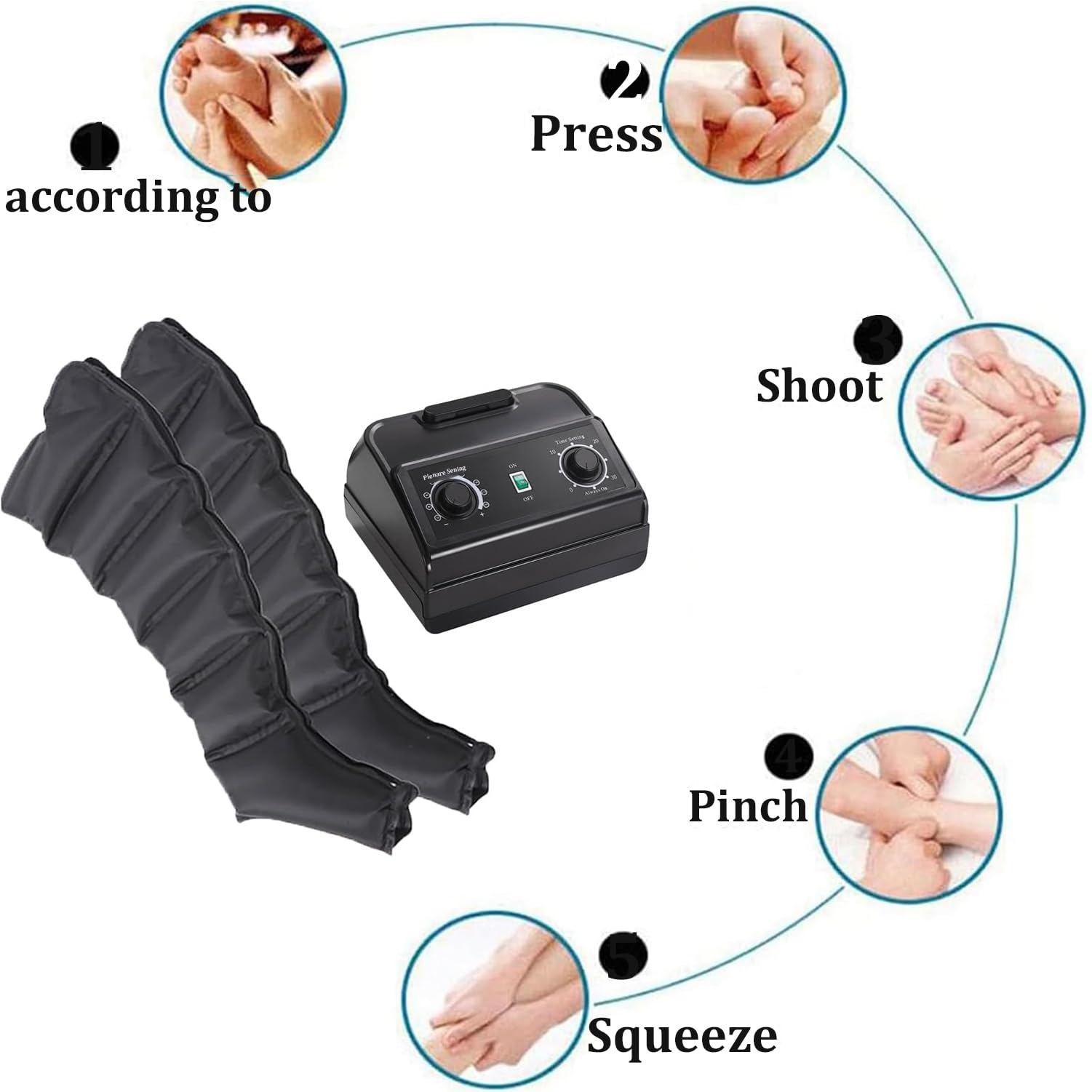 Massaggiatore ad Aria compressa per Polpacci, massaggiatore Elettrico ad Aria compressa, Braccia, Vita, Gambe, Terapia di Compressione linfodrenante a Sei camere, con Timer,A01,A2