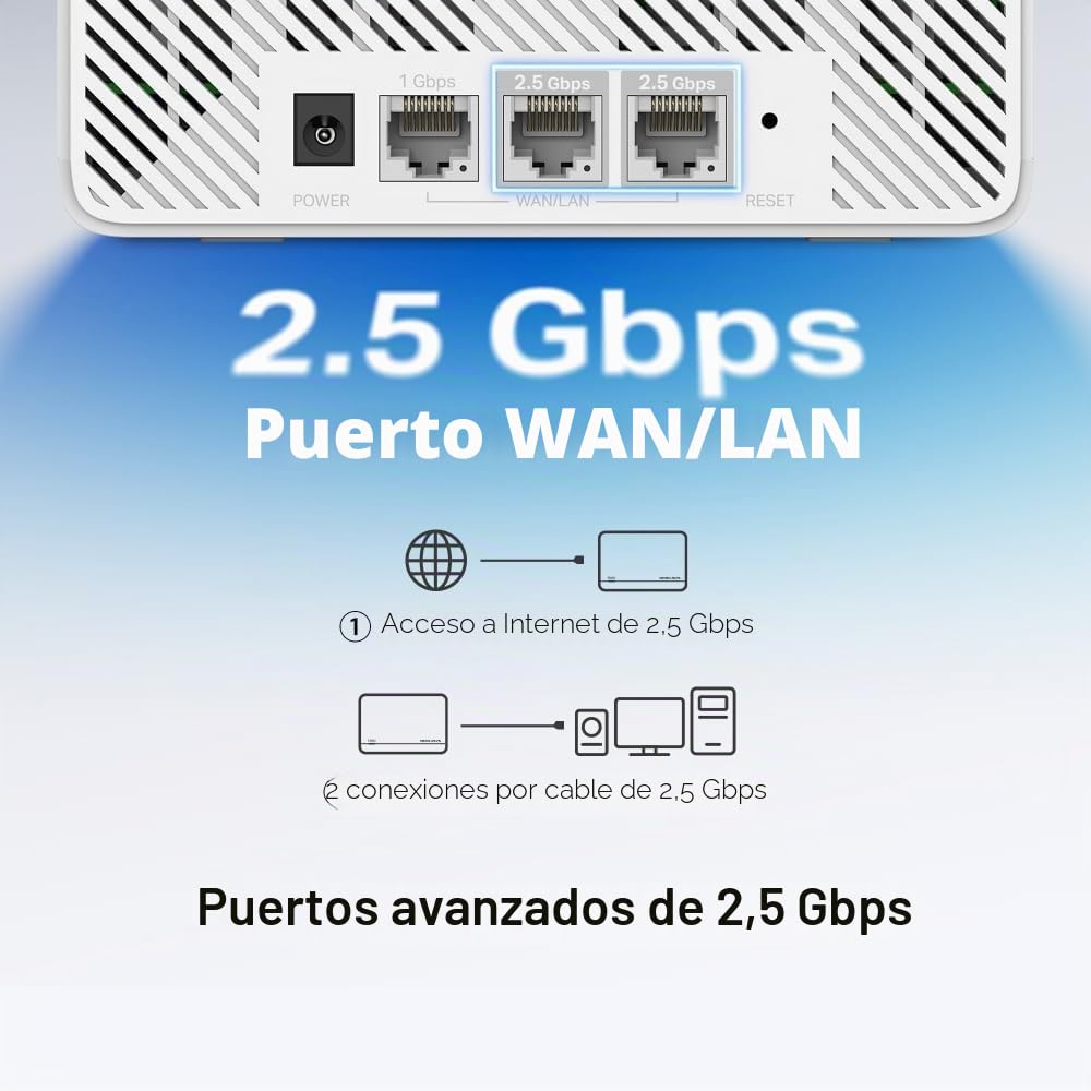 Mercusys BE6500 Sistema Wi-Fi 7 de malla para todo el hogar, doble banda, 4K-QAM, MLO, 2 x 2.5G + 1 x 1 G, roaming sin costuras, juegos y transmisión, fácil gestión y configuración de aplicaciones