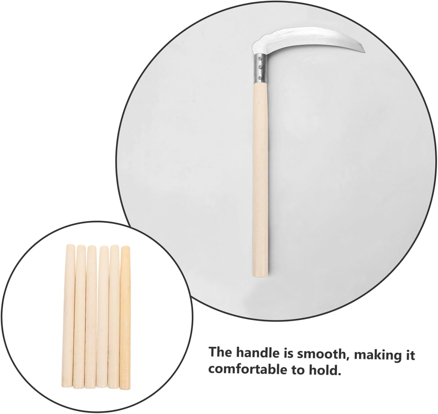 Levemolo 6pcs Wooden Garden Tool Handles Replacement Durable Wood Hammer Handle Versatile for Hatchet Hoe and Shovel Tools Convenient and Sturdy Garden Accessories
