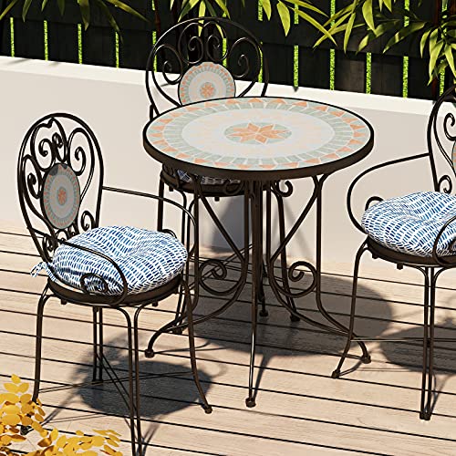 Lvtxiii Outdoor Seat Cushions Patio Chair Pads With Ties, Round Bistro Chair Cushions For Home Office And Patio Garden Furniture Decoration 15"X15"X4", Set Of 2, Pebble Blue #TOP4