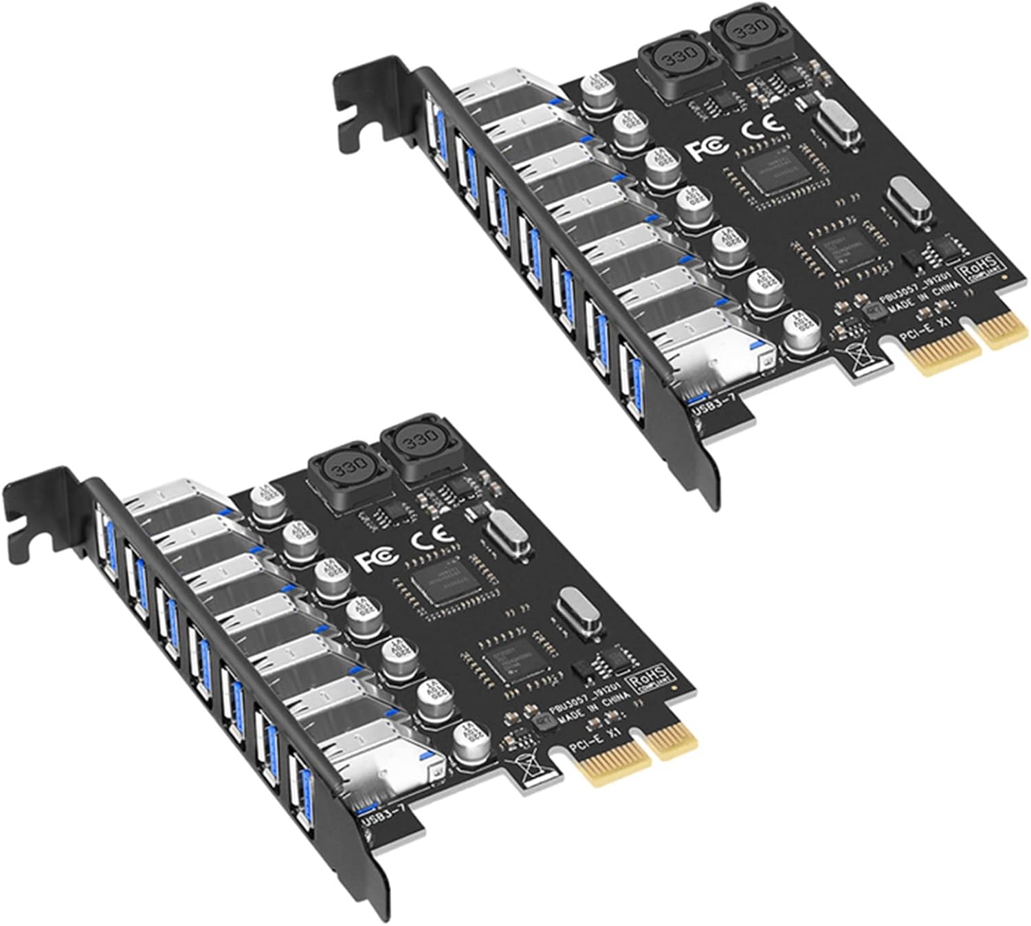 URCET 2X USB 3.0PCI-E拡張カードアダプター7ポートハブアダプター外部コントローラーPCI-Eエクステンダ
