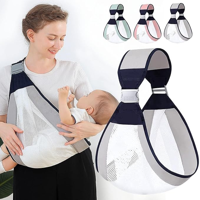 Veloxi Baby Sling Carrier - Adjustable Baby Wrap for Newborns to Toddlers (0-36 Months) | Ergonomic, Lightweight, Breathable Mesh & Cotton Fabric | Hands-Free Baby Carrier with Thick Shoulder Straps for Comfort & Support-image-49