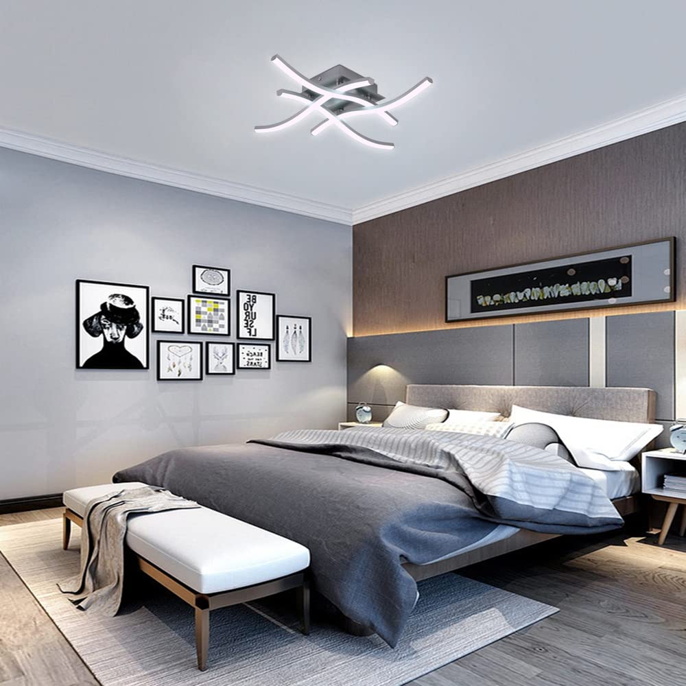 Plafoniera LED Soffitto, Grigio 24W 2700LM Bianco Freddo 6500K | Lampada da Soffitto Moderna Design, Curvo Per Cucina, Camera da Letto, Soggiorno